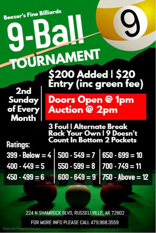 9-Ball Tournament flyer