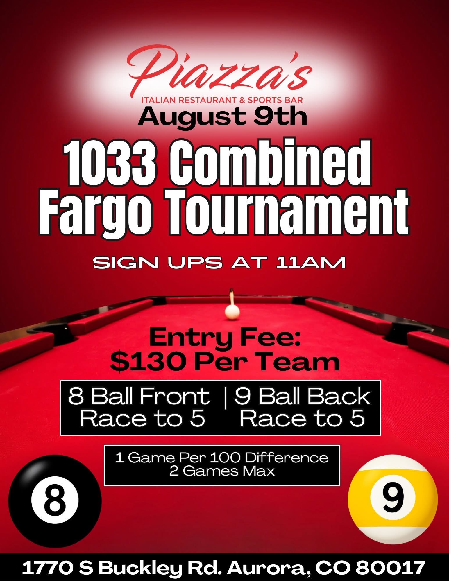 1033 Combined Fargo Tournament flyer