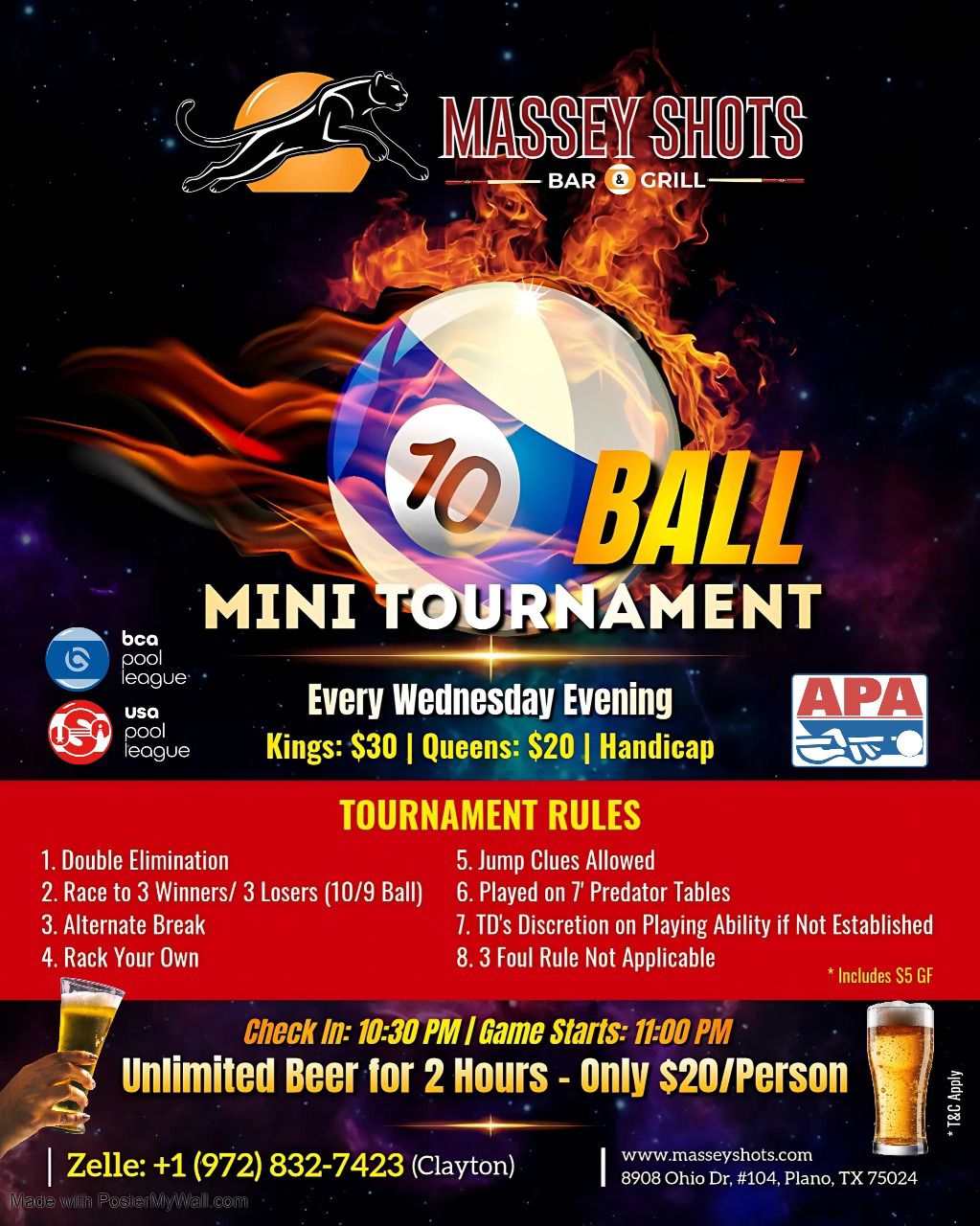 10 Ball Mini Tournament flyer