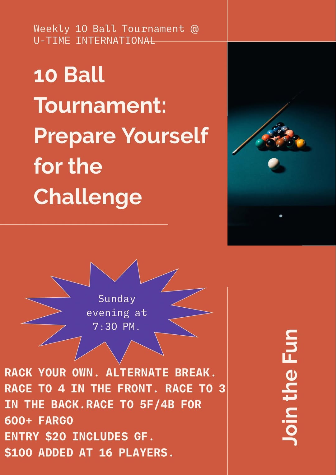 10 Ball Tournament: Prepare Yourself For The Challenge flyer