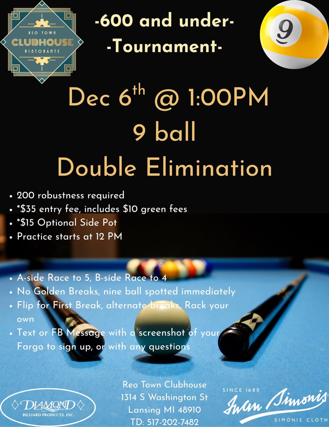 600 And Under Tournament flyer