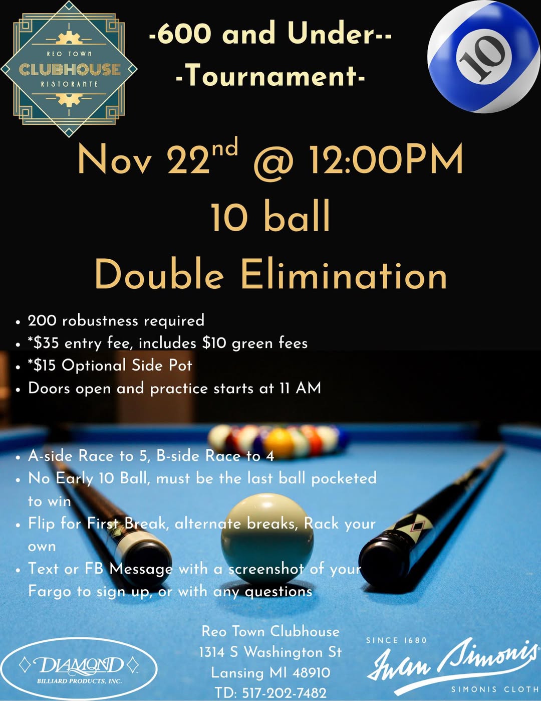 600 And Under Tournament flyer