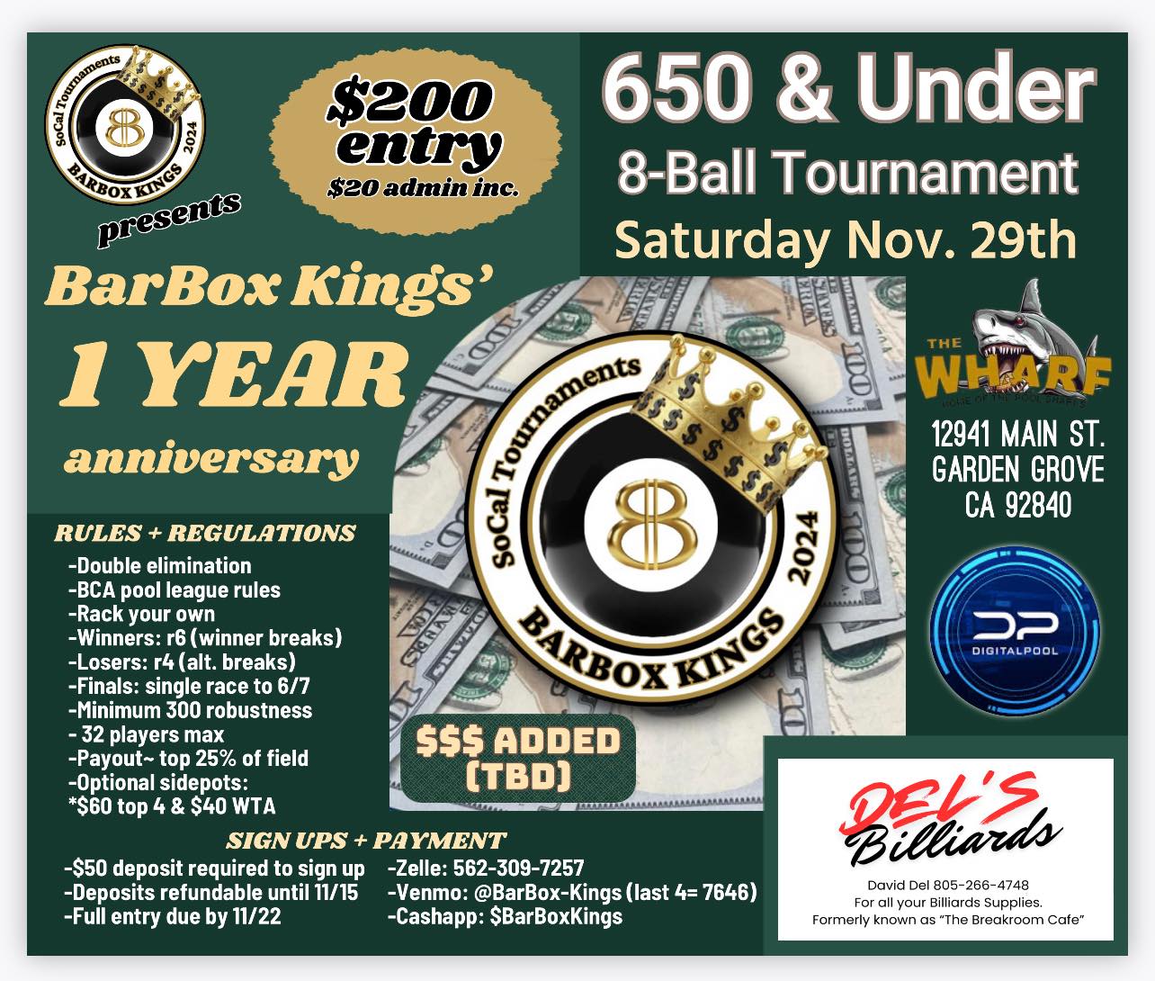 650 & Under 8-Ball Tournament flyer