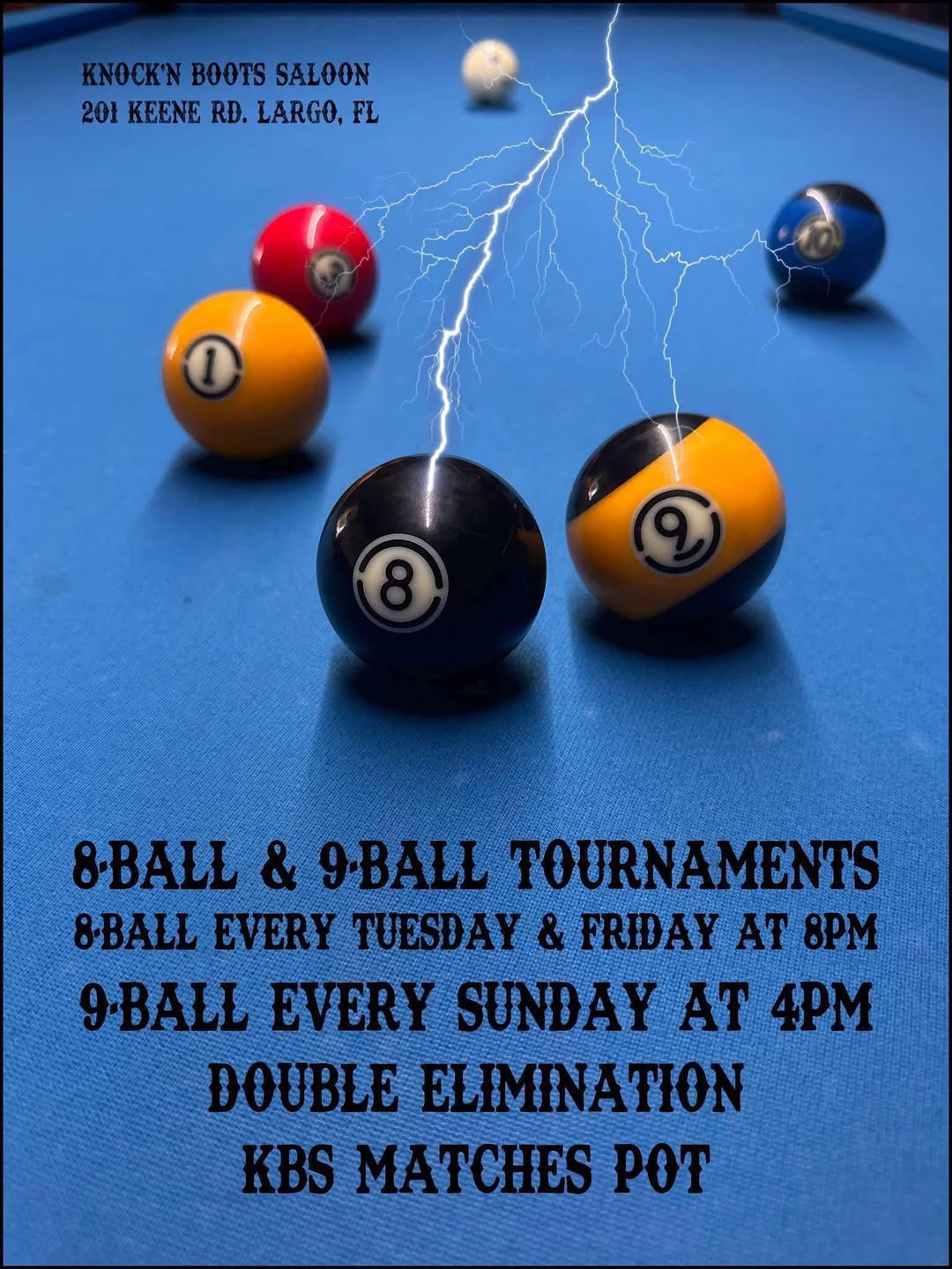 8-Ball & 9-Ball Tournaments flyer