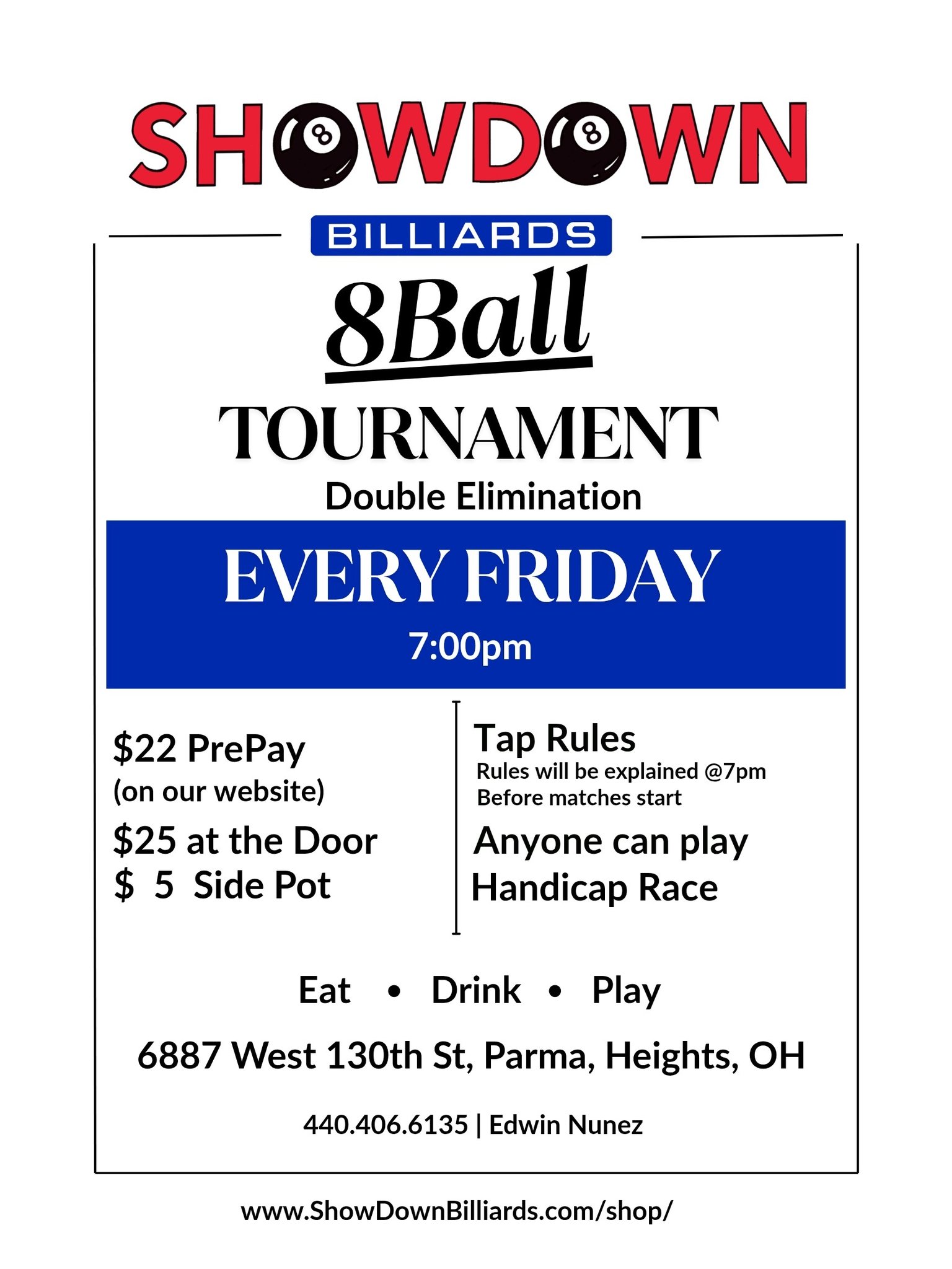 8 Ball Tournament flyer