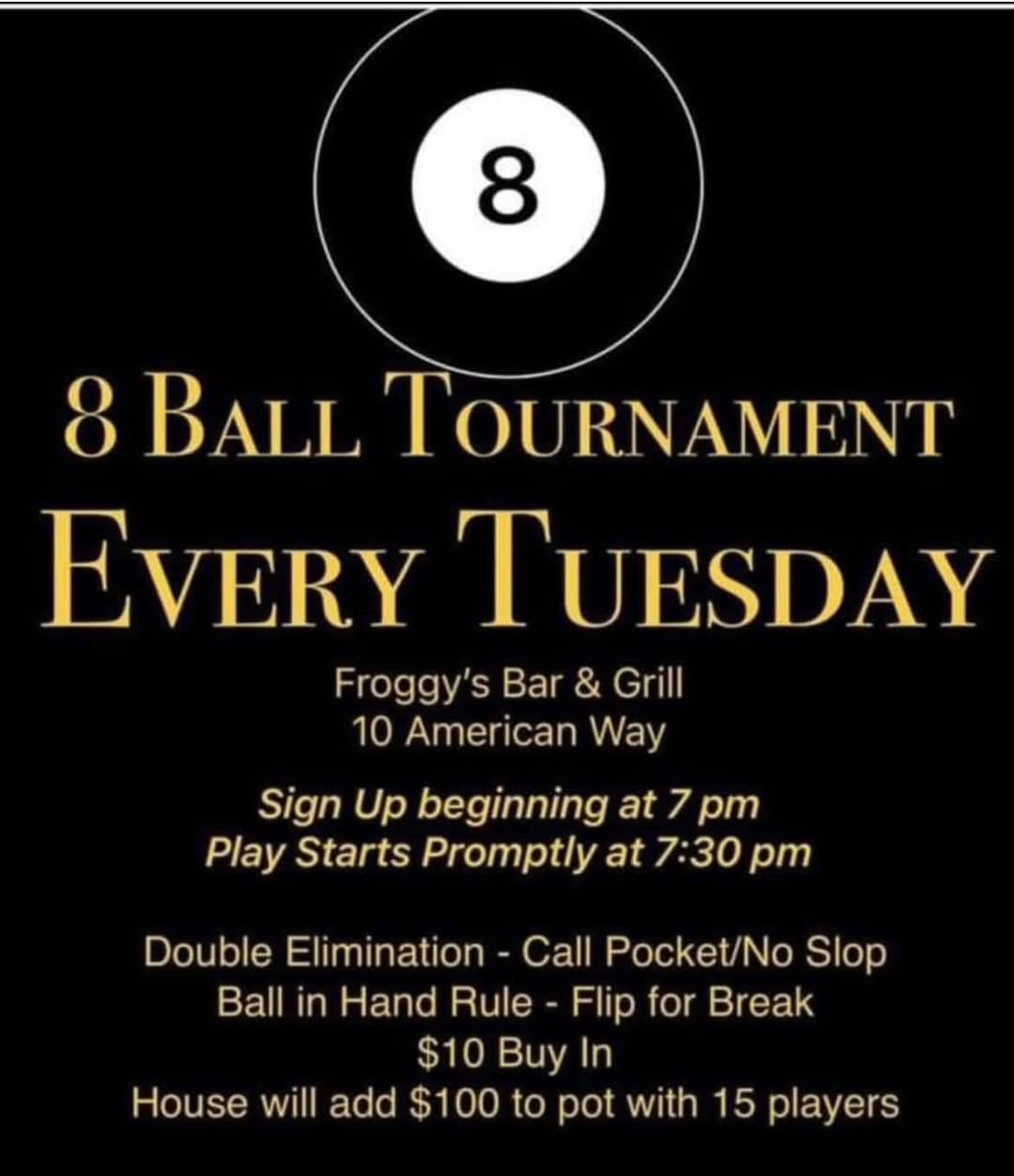 8 Ball Tournament flyer