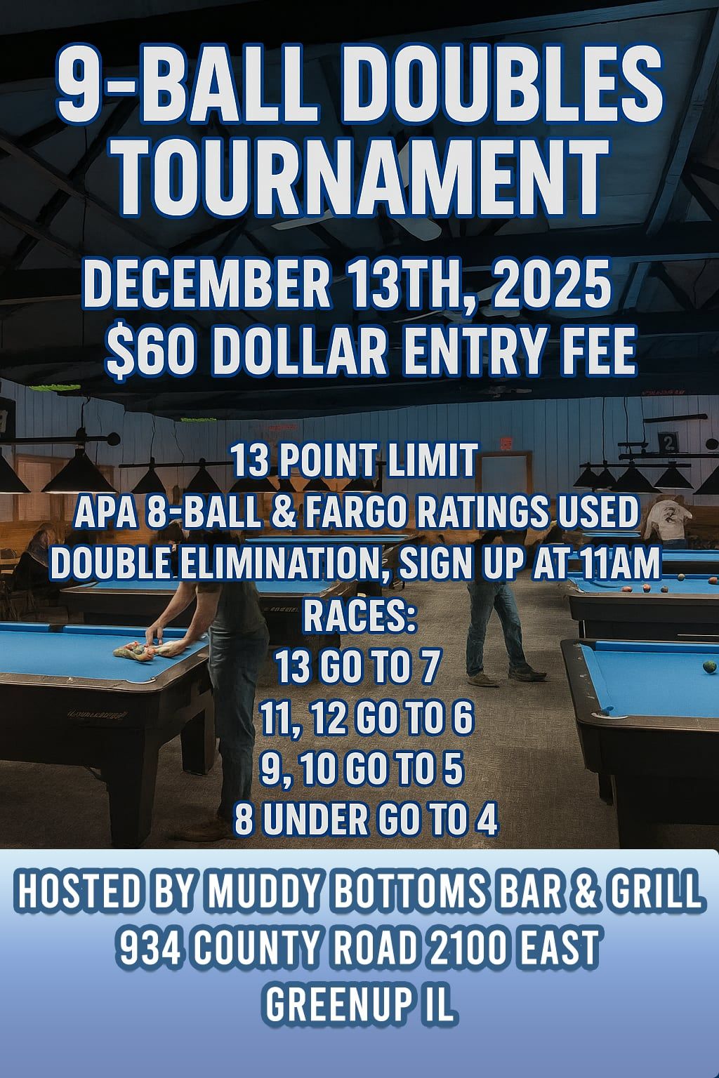 9-Ball Doubles Tournament flyer