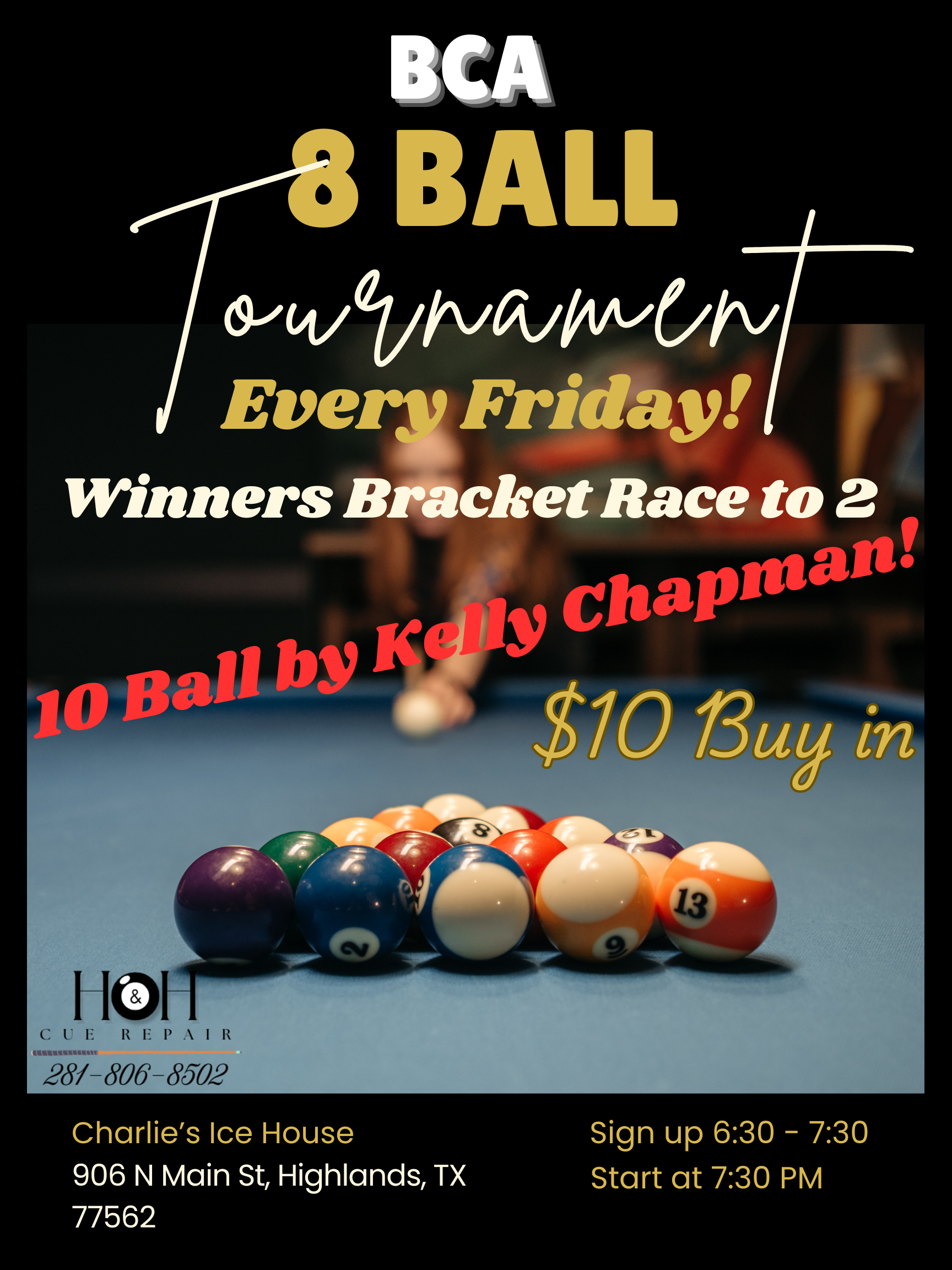 BCA 8 Ball Tournament flyer