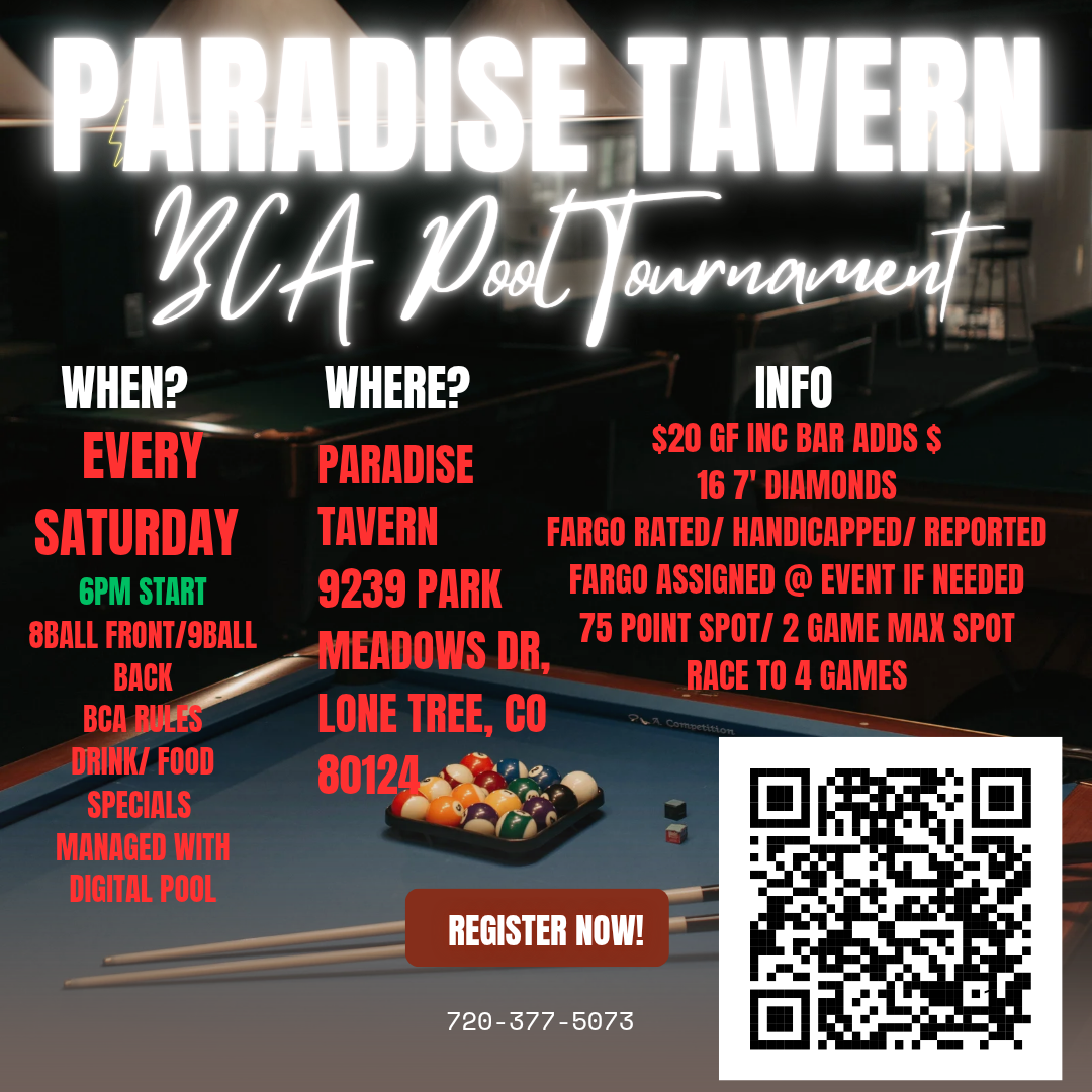BCA Pool Tournament flyer