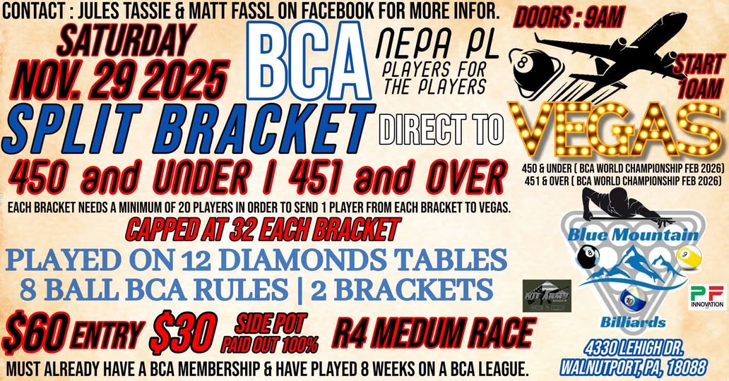 BCA Split Bracket Direct to Vegas flyer