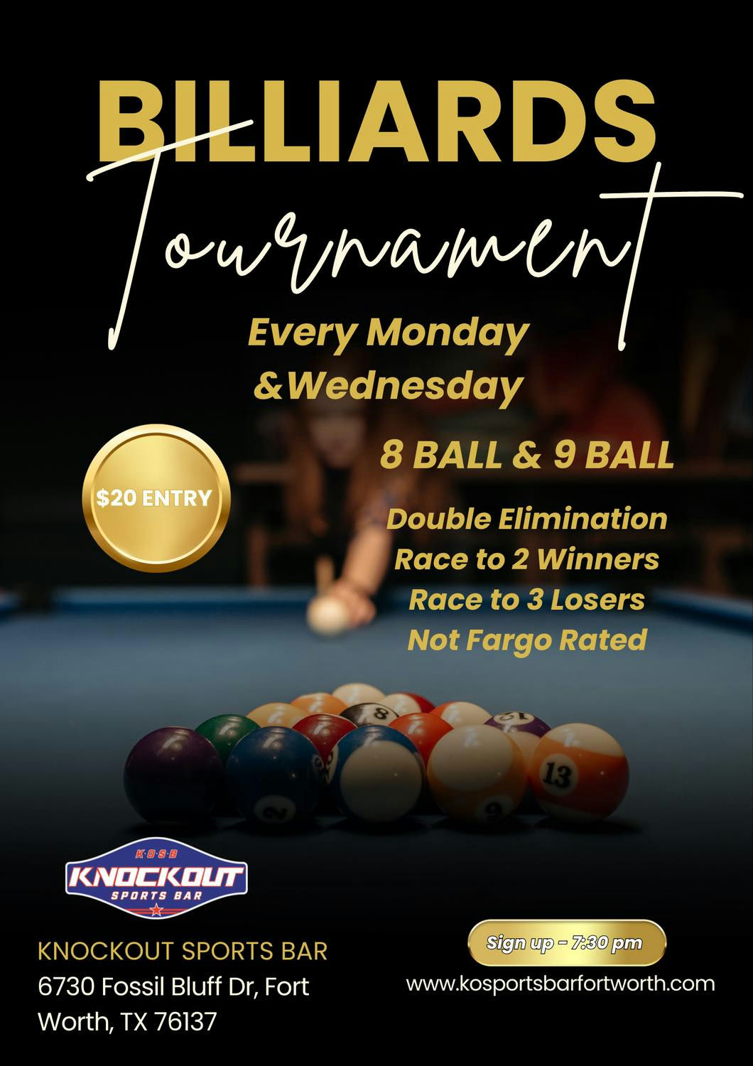 Billiards Tournament flyer