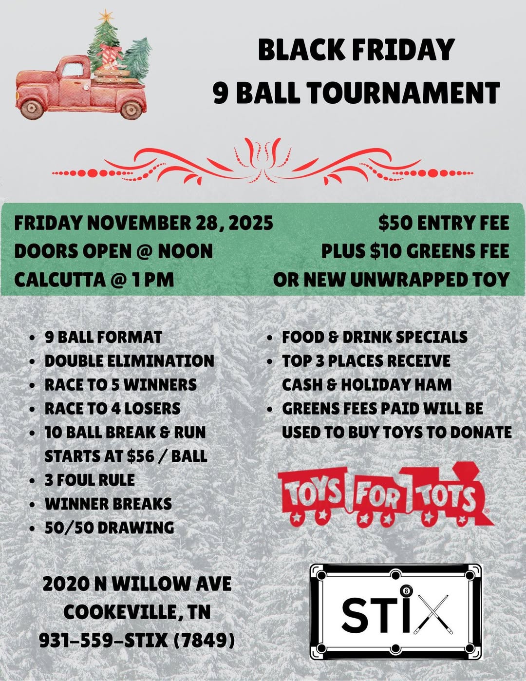 Black Friday 9 Ball Tournament flyer