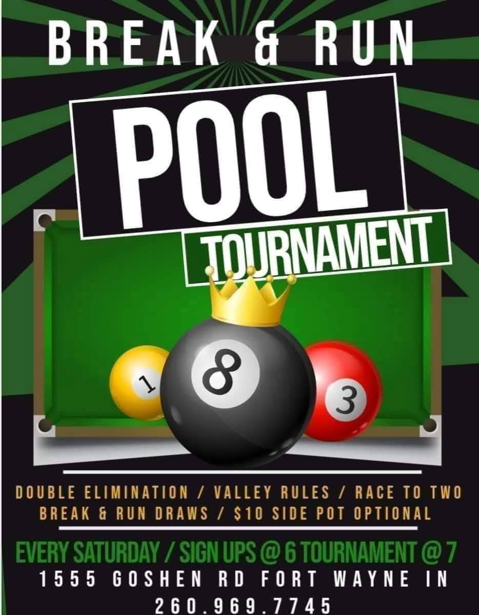 Break & Run Pool Tournament flyer
