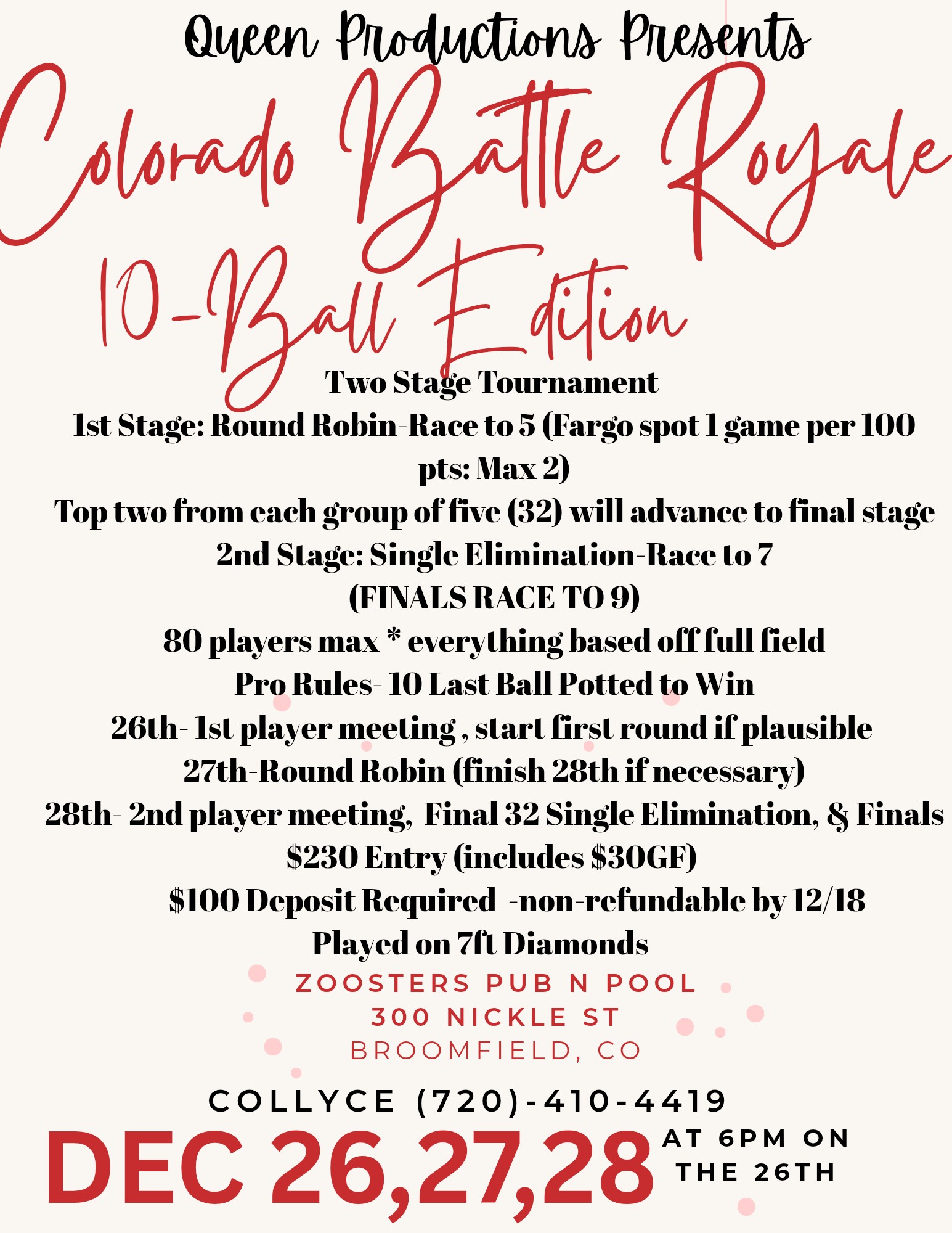 Colorado Battle Royale 10-Ball Edition flyer
