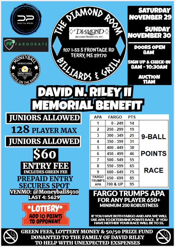 David N. Riley II Memorial Benefit flyer