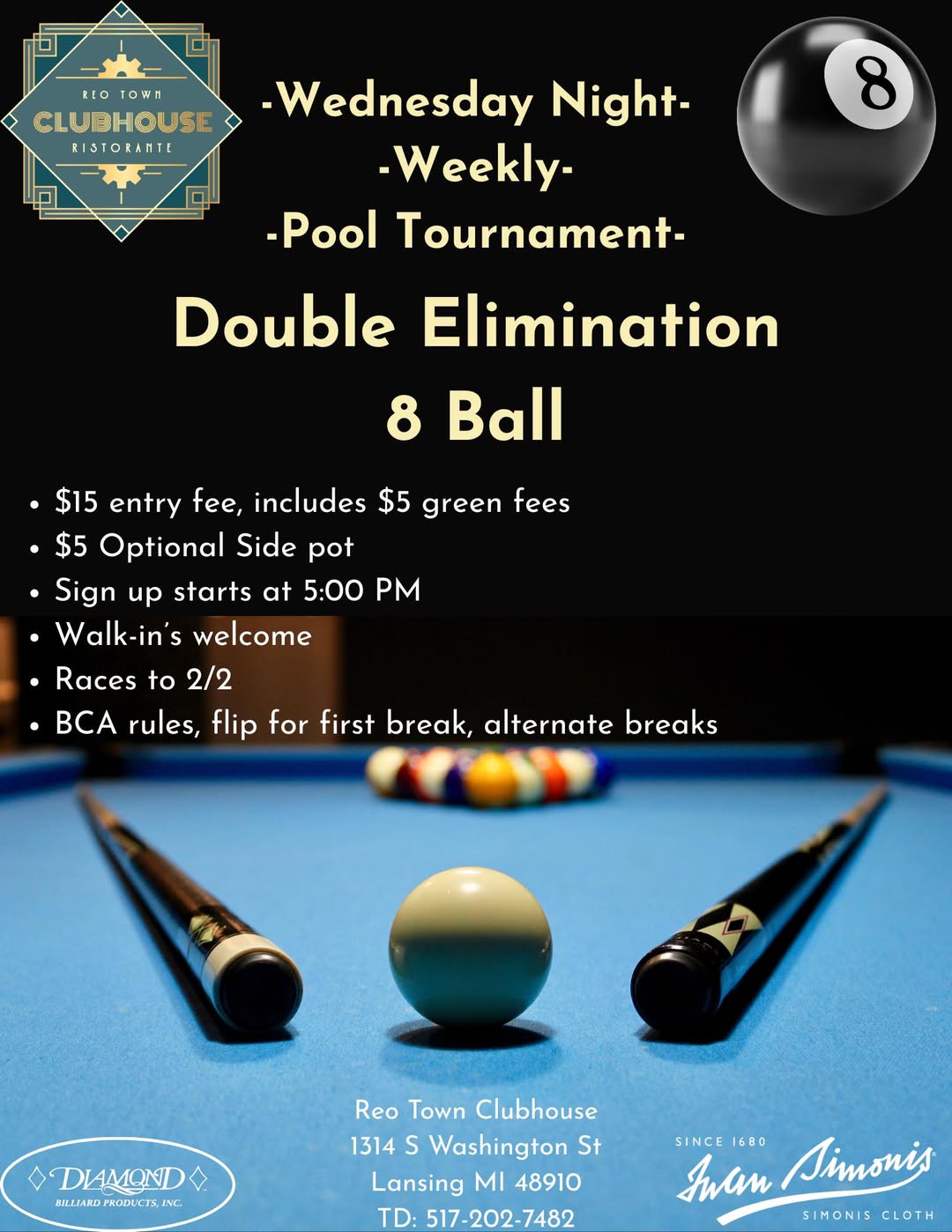 Double Elimination 8 Ball flyer