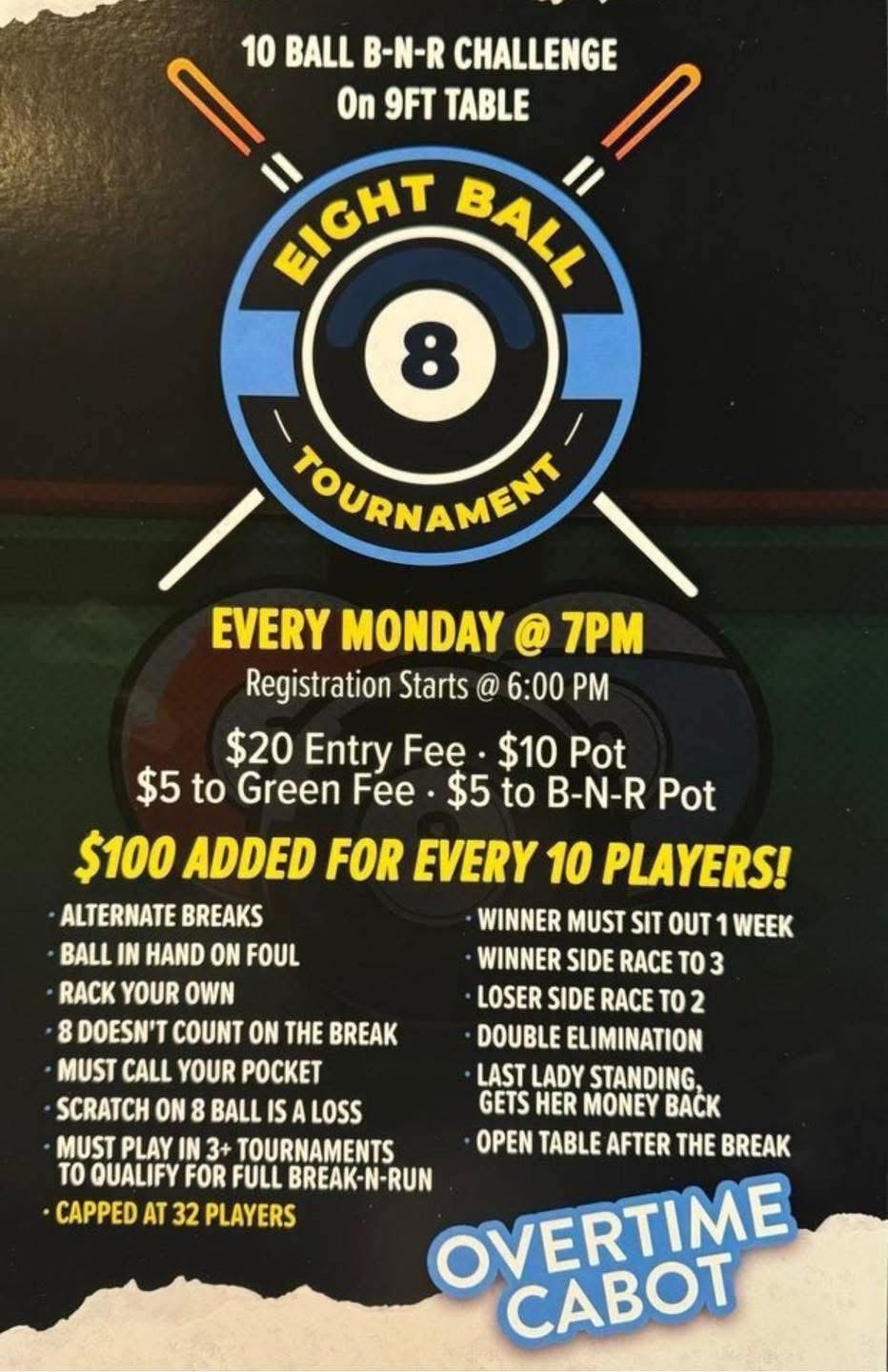 Eight Ball Tournament flyer