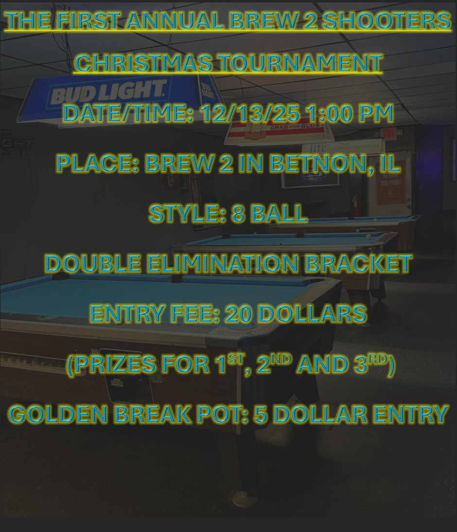 First Annual Brew 2 Shooters Christmas Tournament flyer