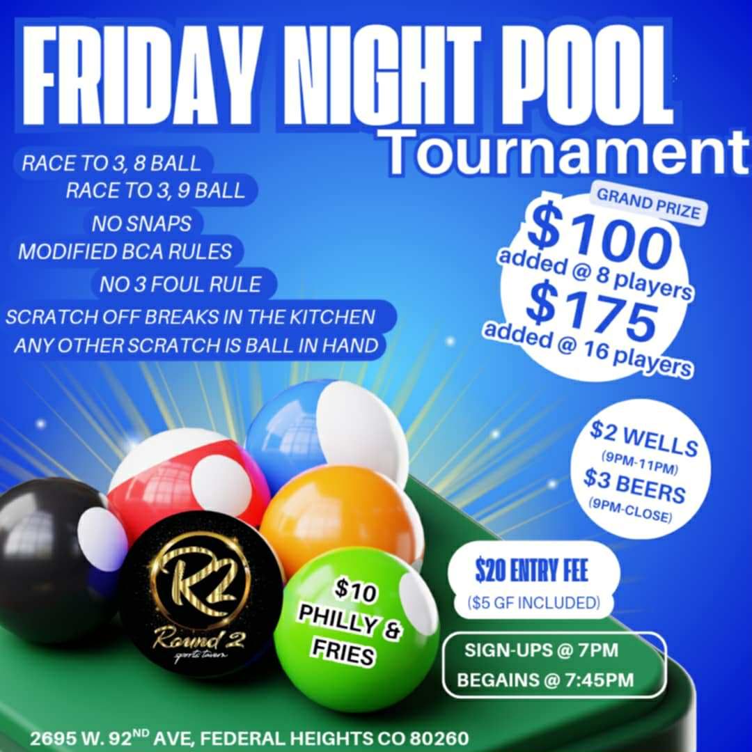 Friday Night Pool Tournament flyer