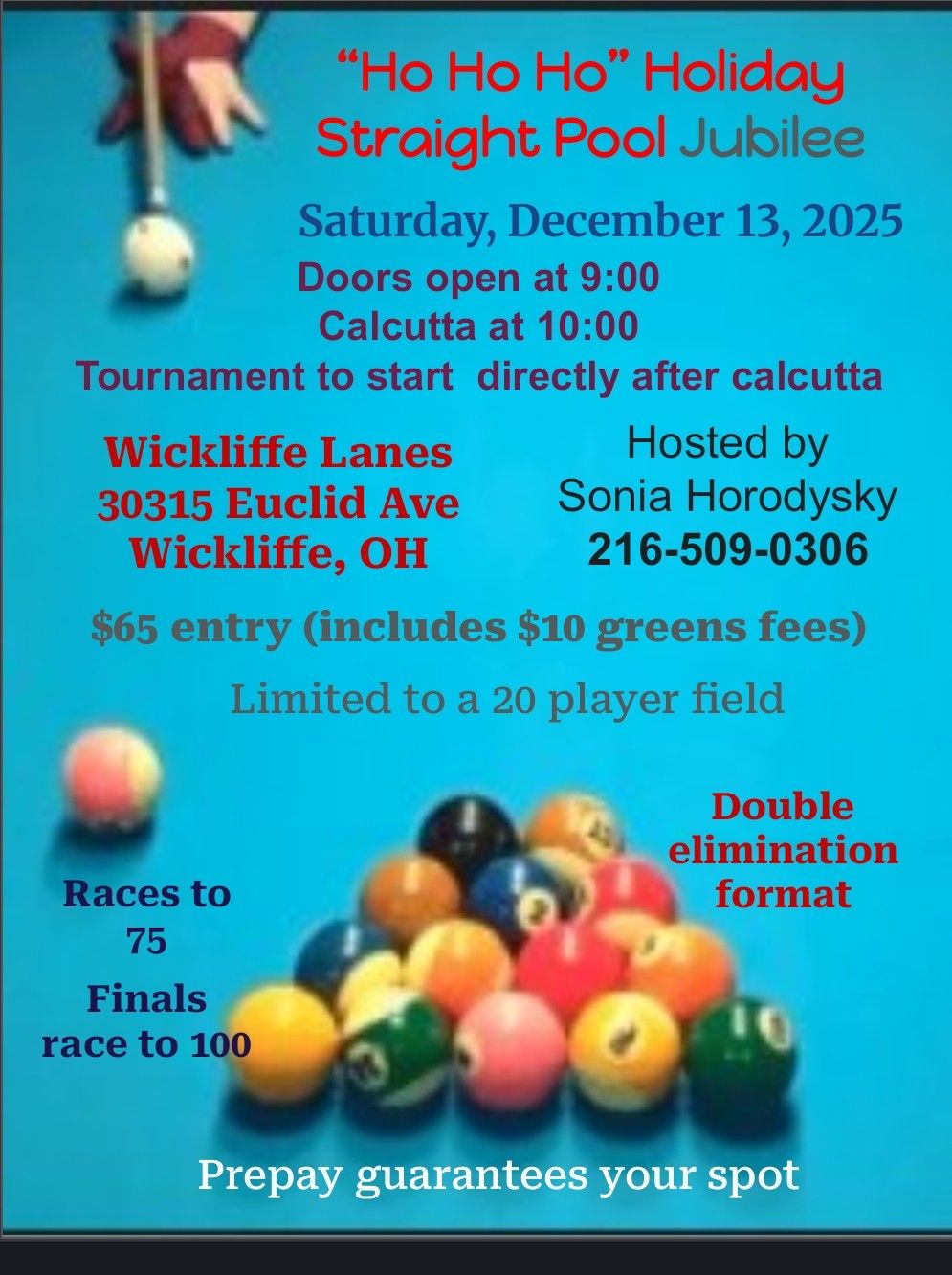 Ho Ho Ho Holiday Straight Pool Jubilee flyer