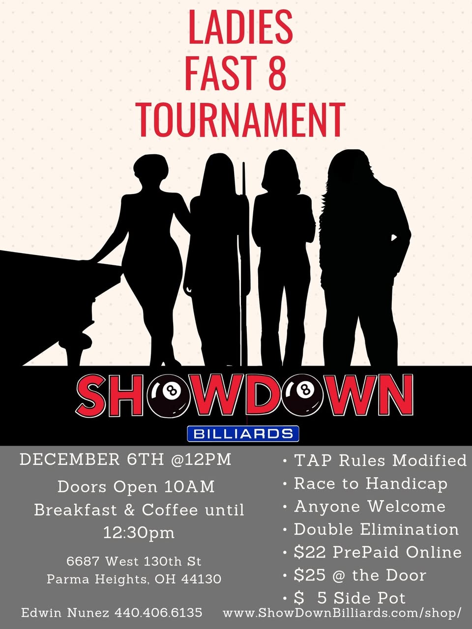 Ladies Fast 8 Tournament flyer