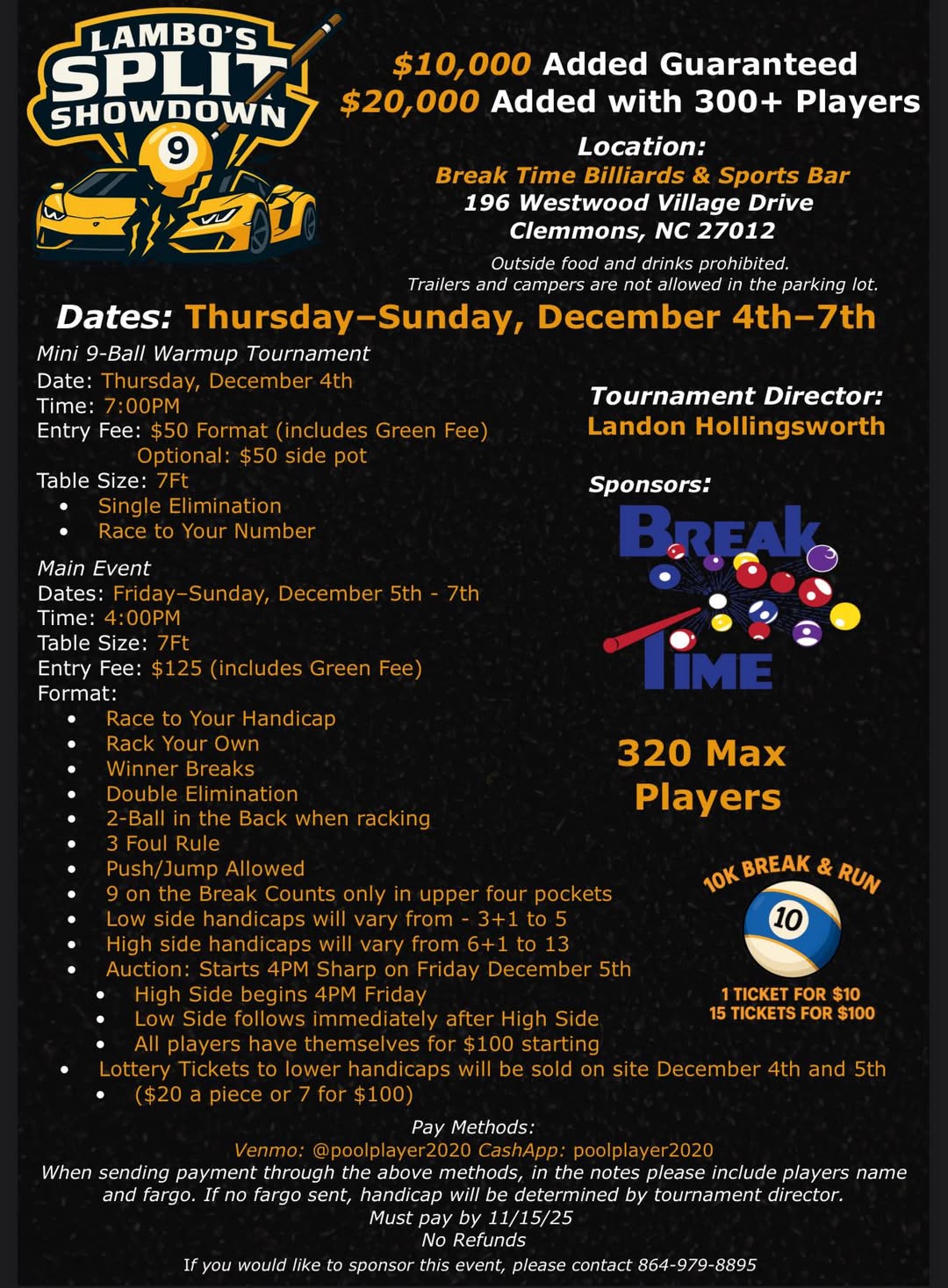 Lambo's Split Showdown flyer