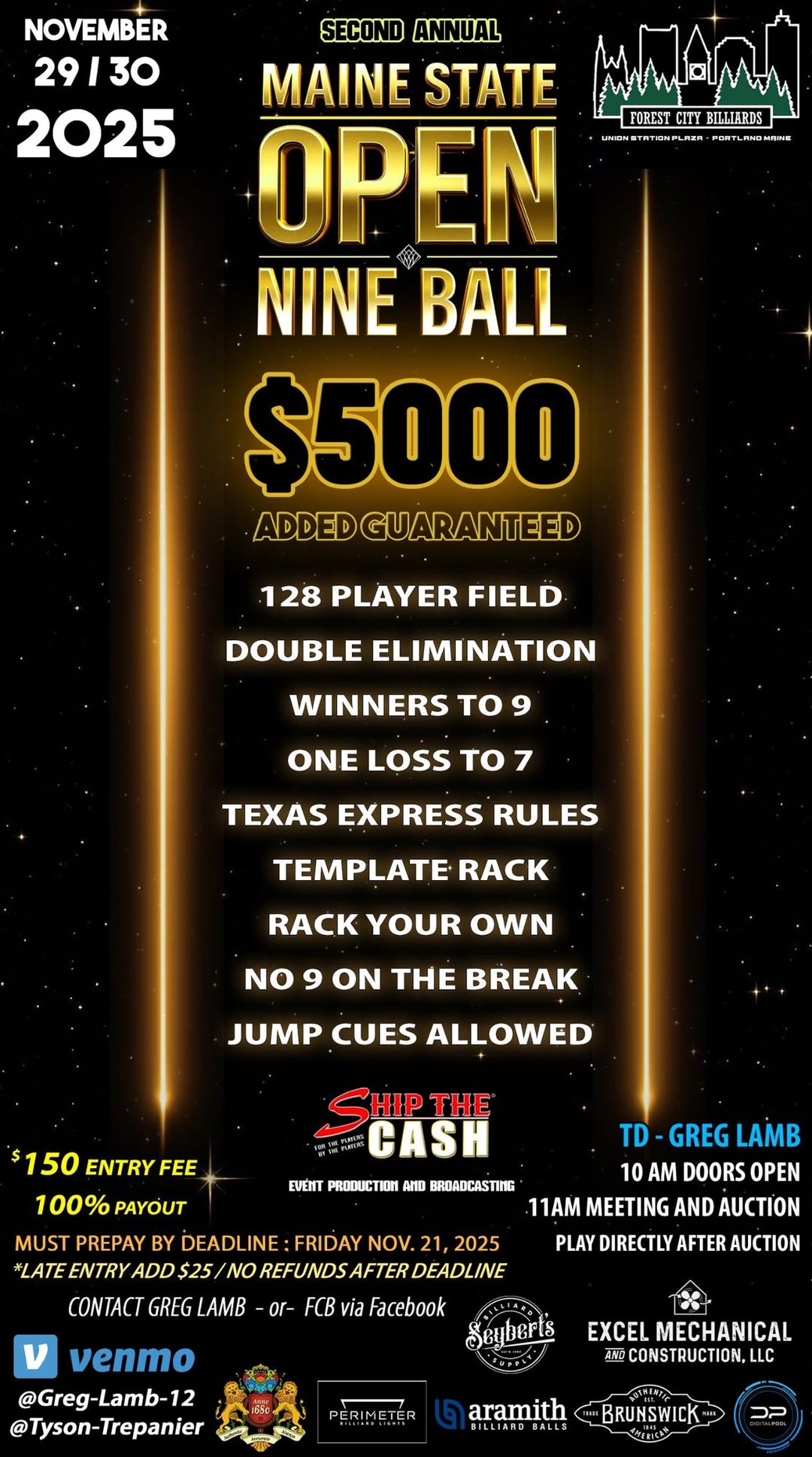 Maine State Open Nine Ball flyer