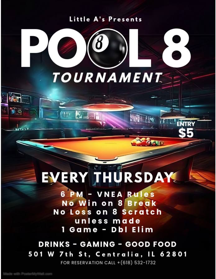 Pool 8 Tournament flyer
