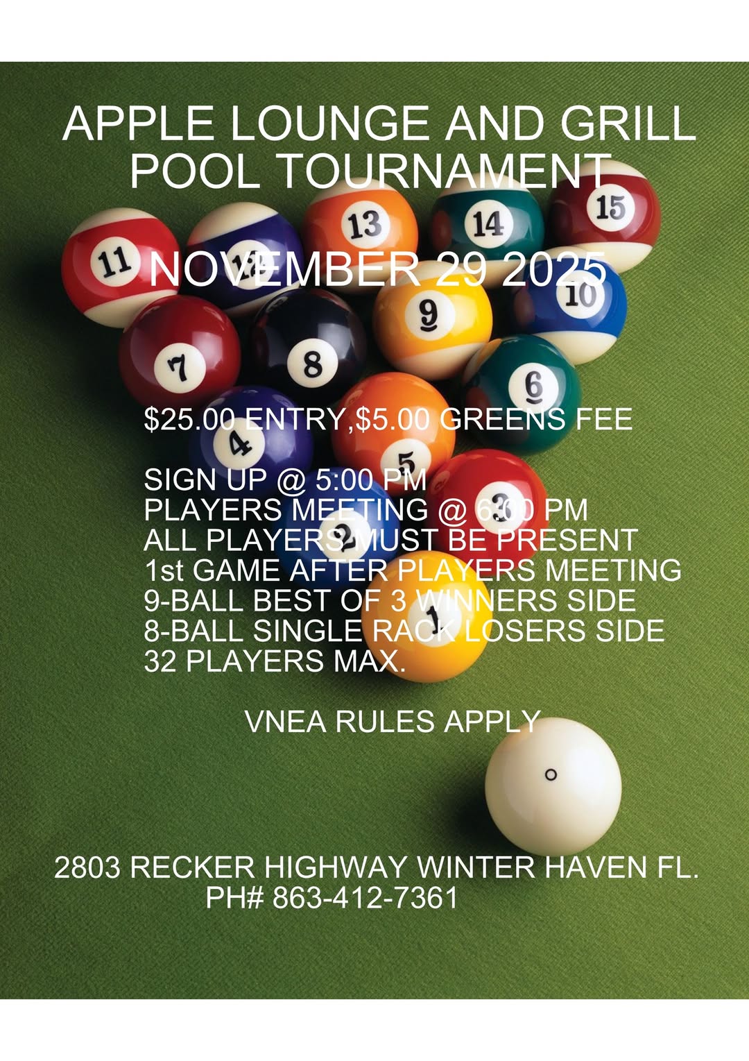 Pool Tournament flyer