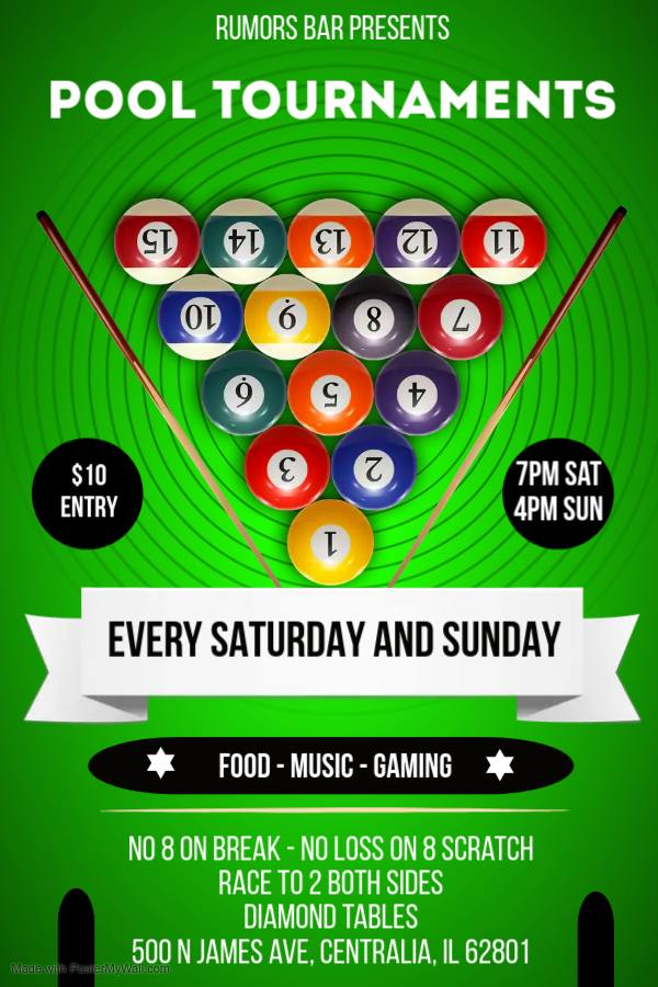 Pool Tournaments flyer