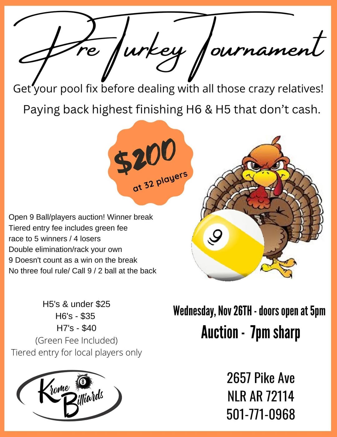 Pre Turkey Tournament flyer