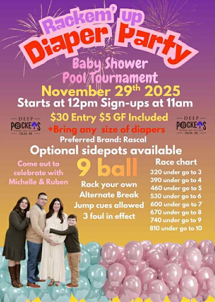 Rackem' Up Diaper Party flyer
