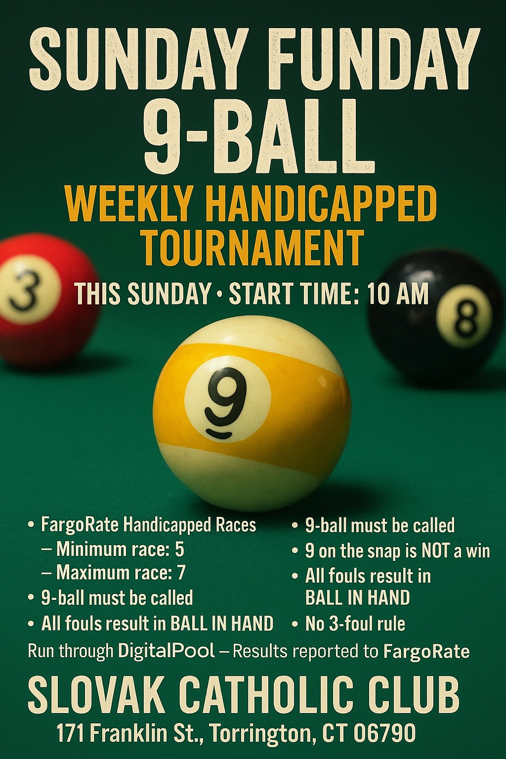 Sunday Funday 9-Ball flyer