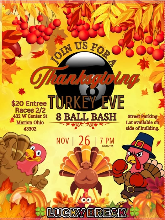 Thanksgiving Turkey Eve 8 Ball Bash flyer