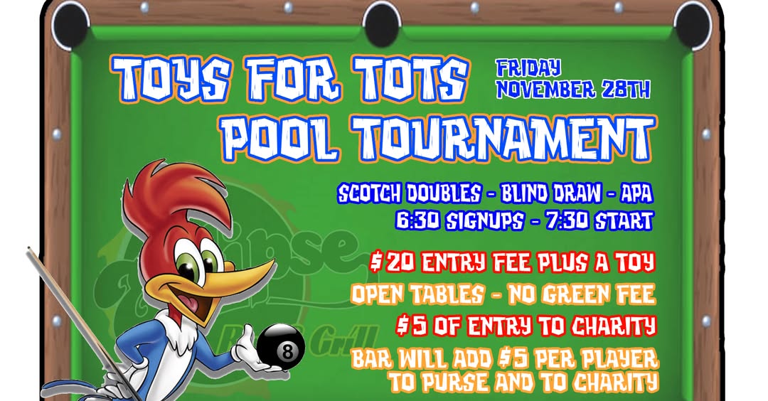 Toys For Tots Pool Tournament flyer