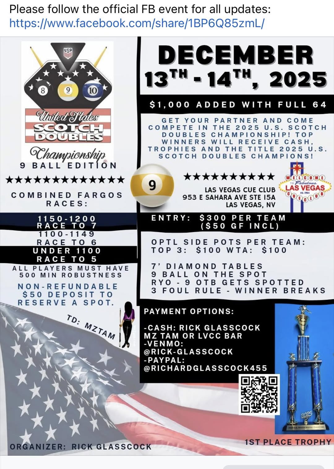 United States Scotch Doubles Championship 9 Ball Edition flyer