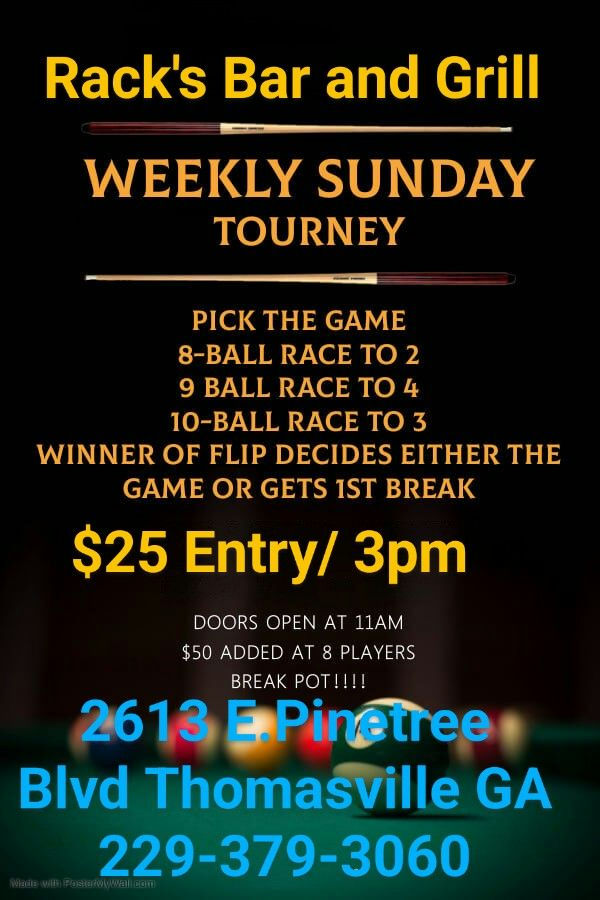 Weekly Sunday Tourney flyer