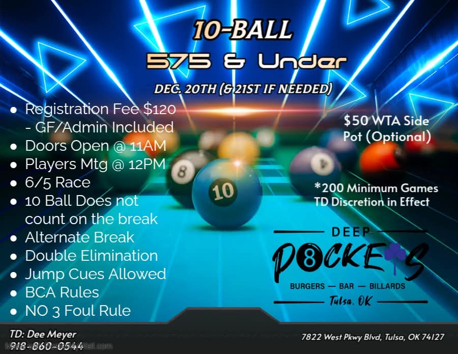 10-Ball 575 & Under flyer