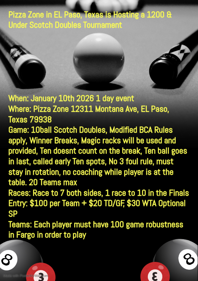 1200 & Under Scotch Doubles Tournament flyer
