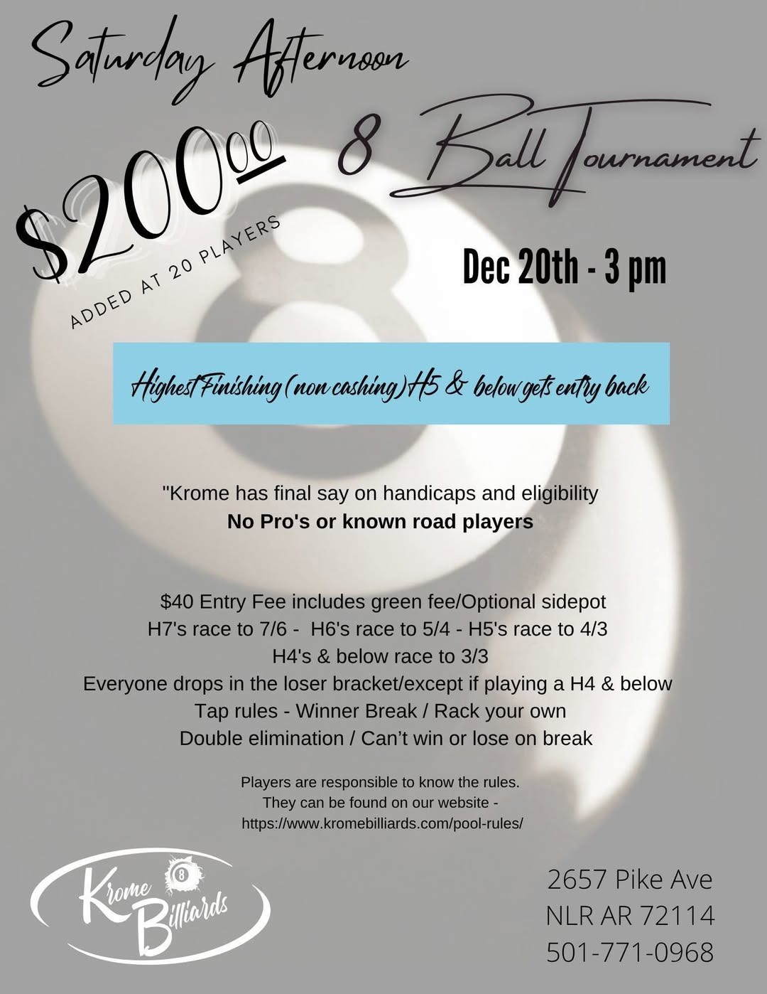 8 Ball Tournament flyer