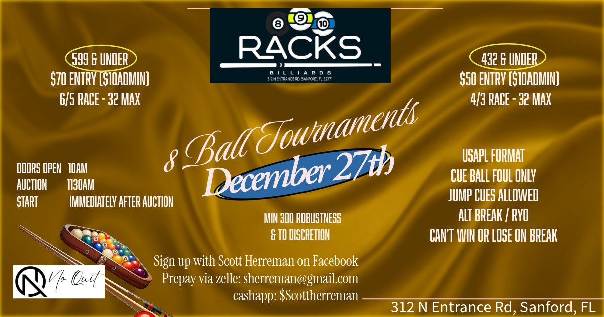 8 Ball Tournaments flyer