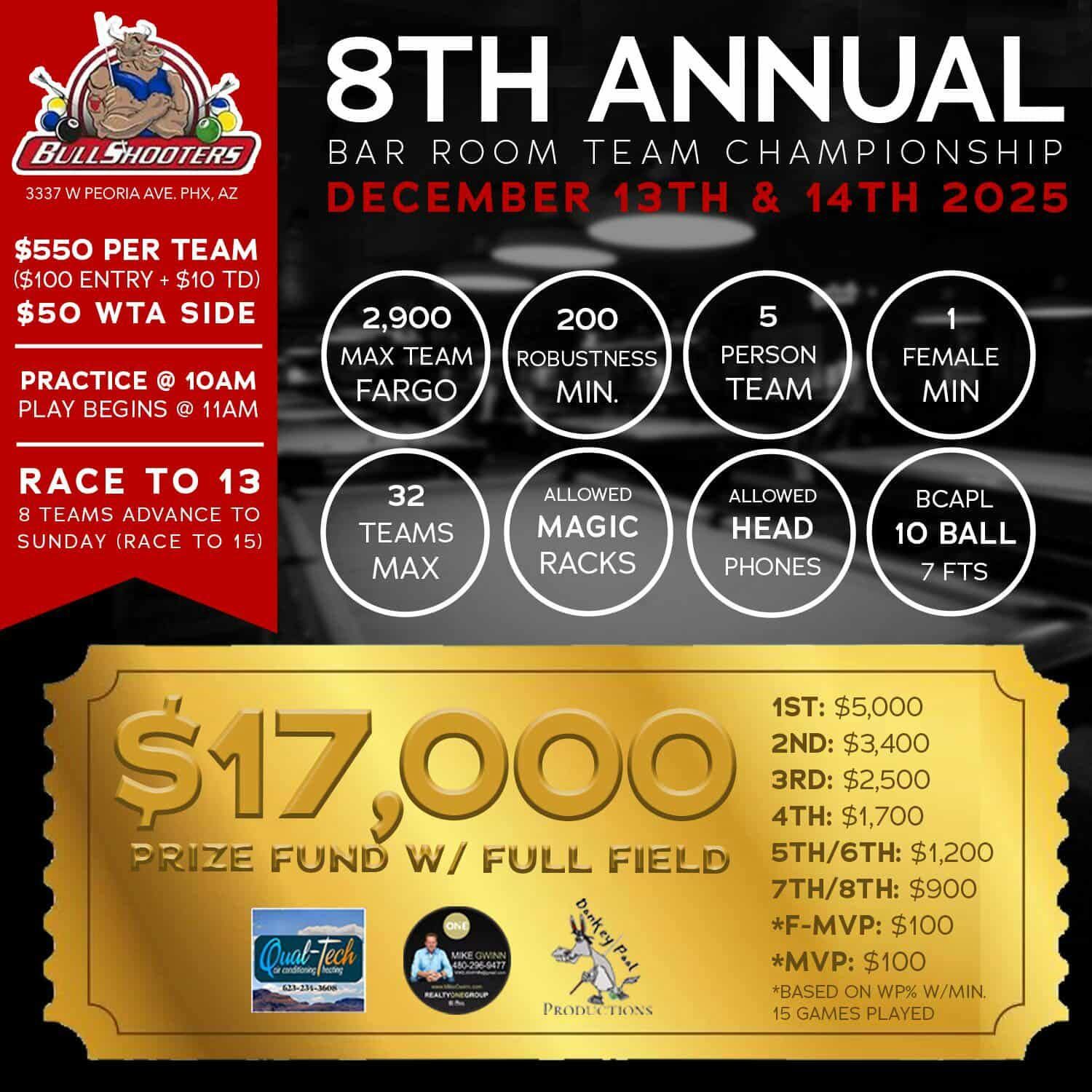 8th Annual Bar Room Team Championship flyer