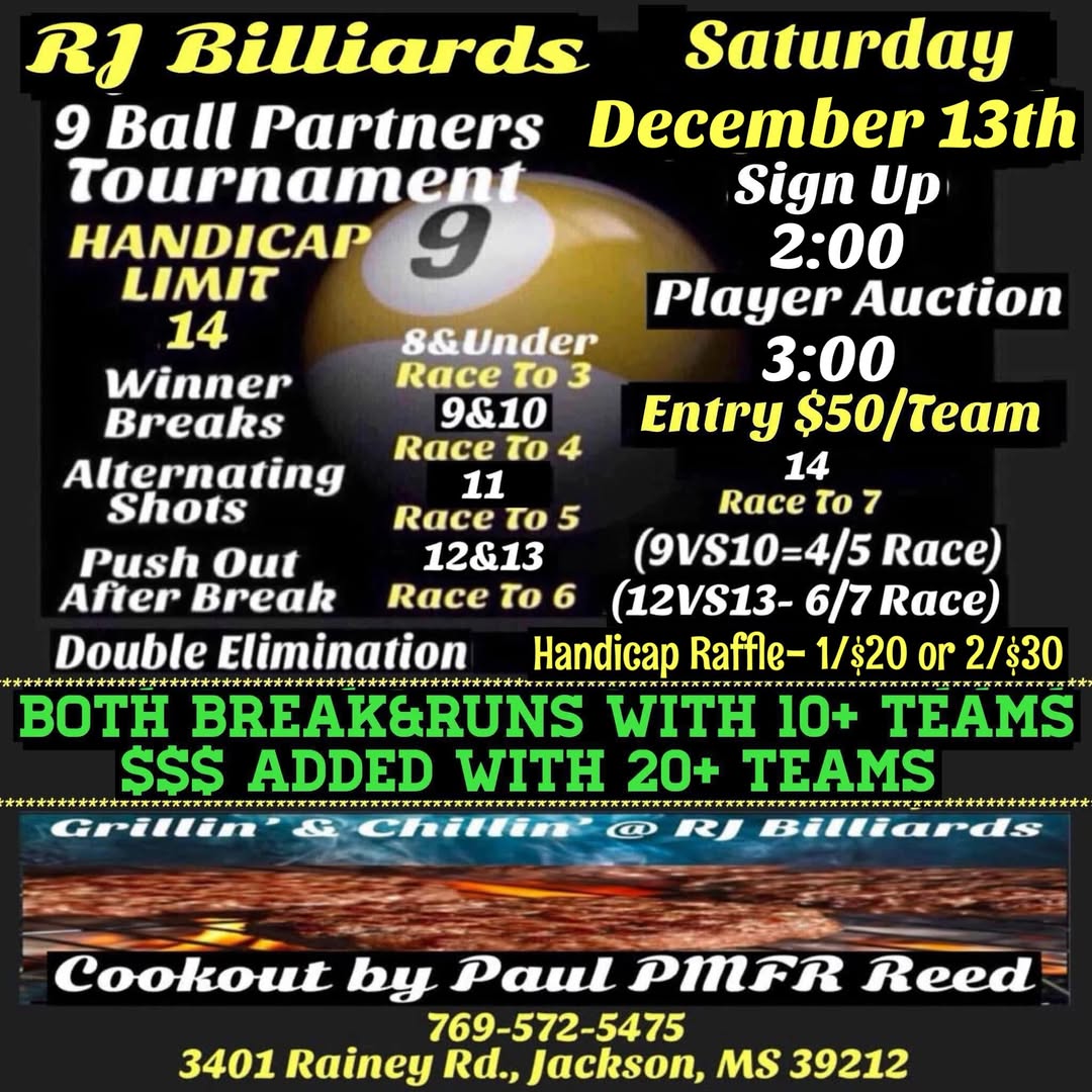 9 Ball Partners Tournament flyer