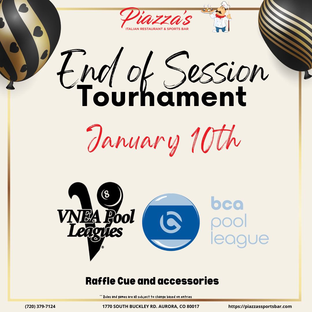 End of Session Tournament flyer