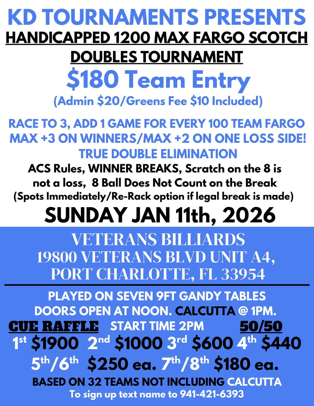 Handicapped 1200 Max Fargo Scotch Doubles Tournament flyer