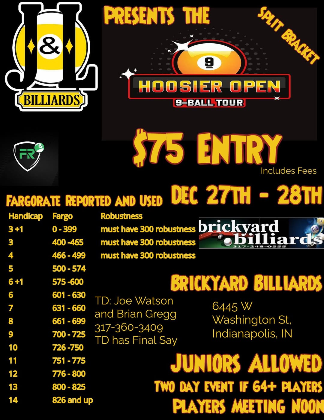 Hoosier Open 9-Ball Tour flyer