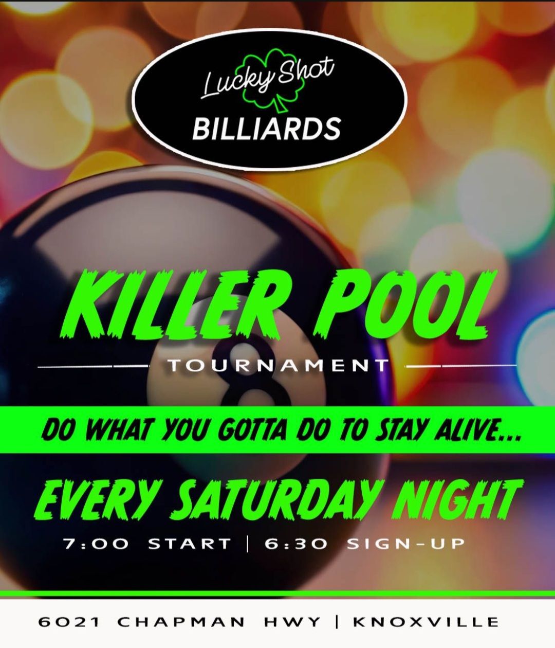 Killer Pool Tournament flyer