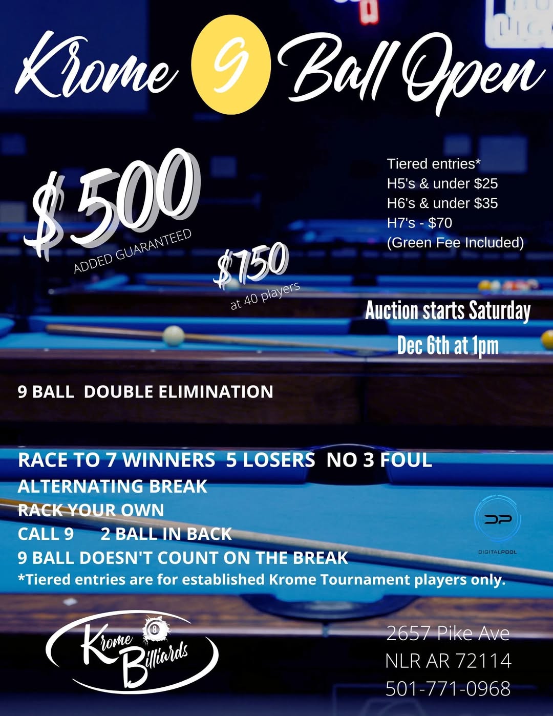 Krome 9 Ball Open flyer
