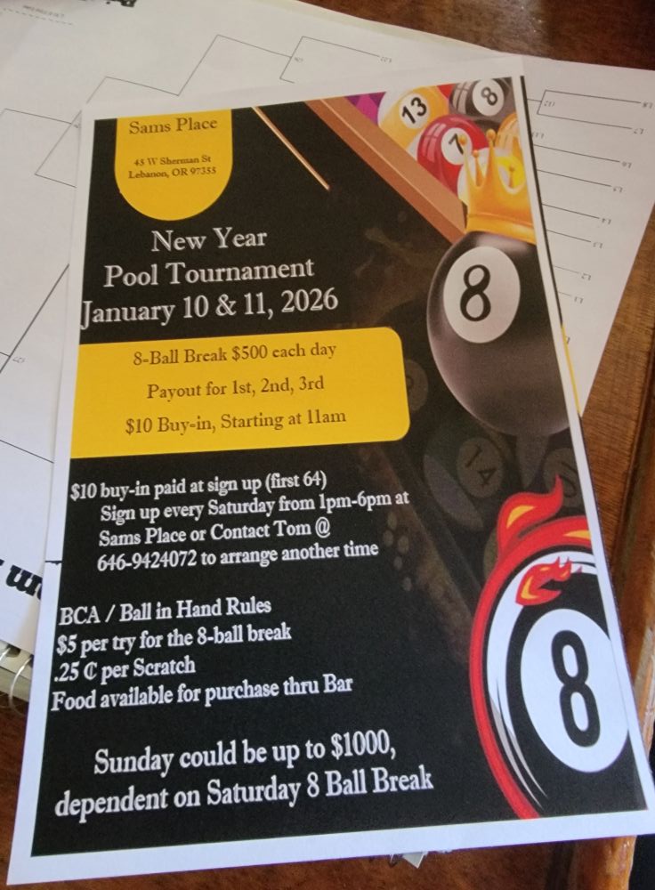 New Year Pool Tournament flyer