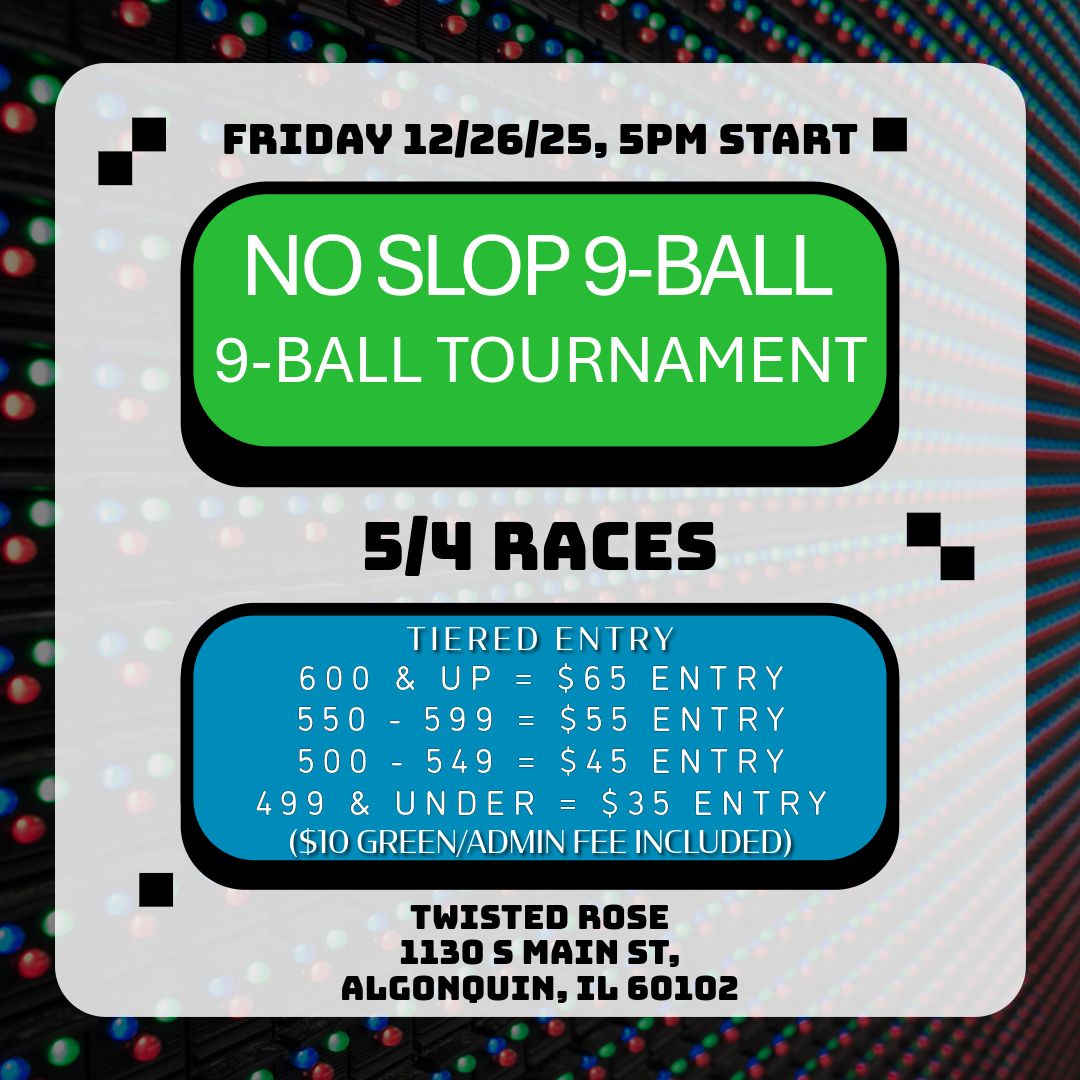 No Slop 9-Ball Tournament flyer